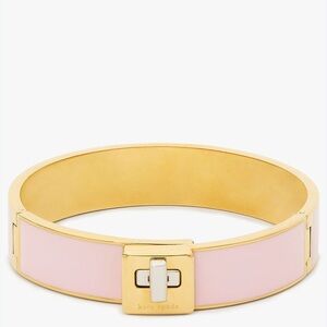 Kate Spade Phoebe Enamel Turnlock Bangle Pink Gold NWT